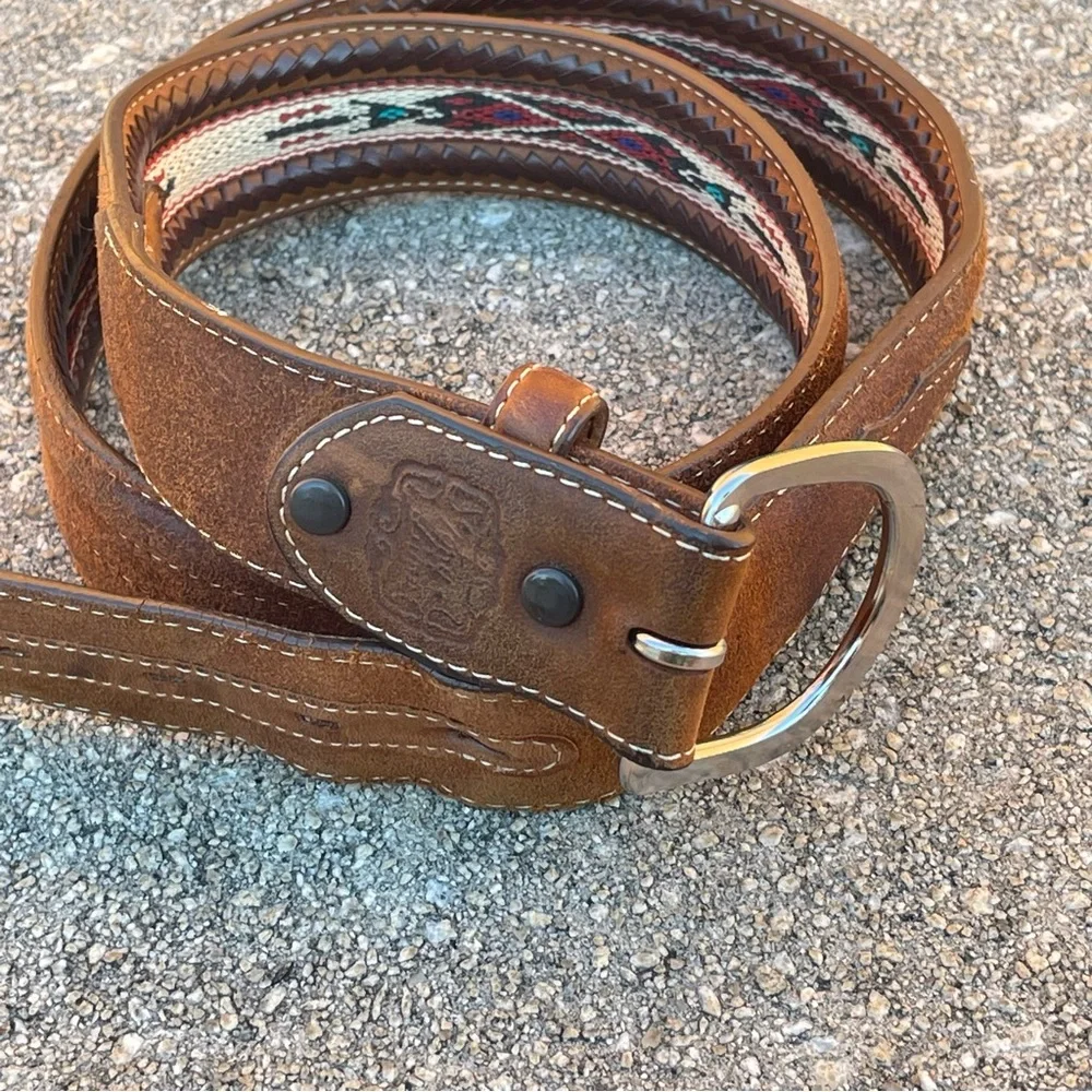 Tony Lama Belt Laced Edge Leather Rodeo Cowboy Western Faded Sz 40